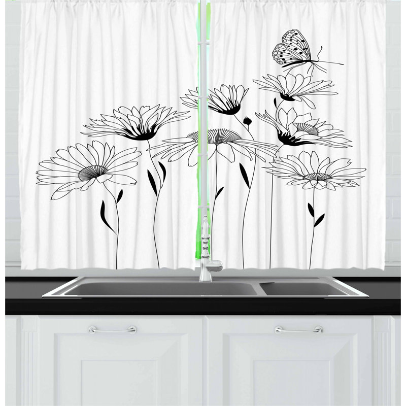 Floral Tailored Kitchen Curtain