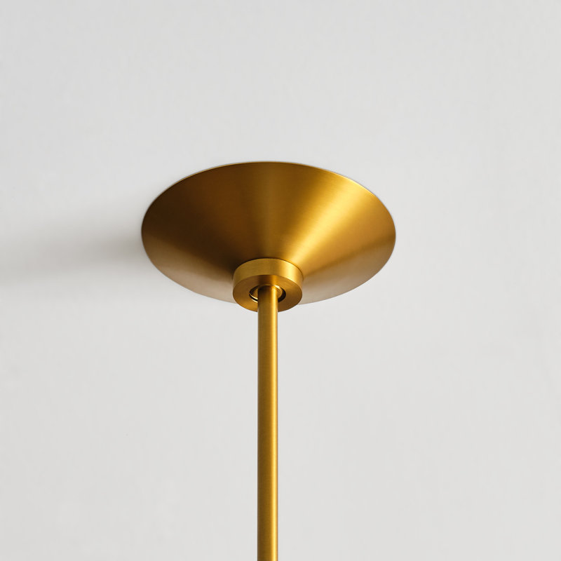 Kelly Wearstler Echo 1 Light Dining Room Pendant With Sandblast Inside Clear Outside Shade, Burnished Brass