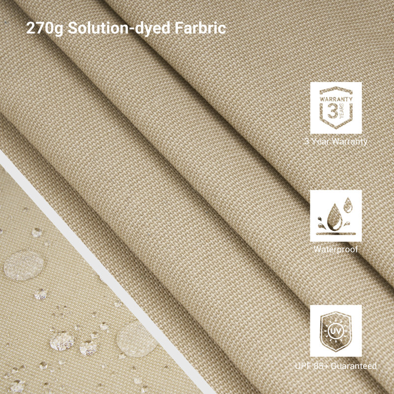 Parasol excentré rond en porte-à-faux avec levée à manivelle Jakye 11FT, Beige
