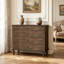 Commode 4 tiroirs brun foncé brossé avec pieds en bois tourné, commode rustique pour chambre à coucher et chambre de bébé-569170171