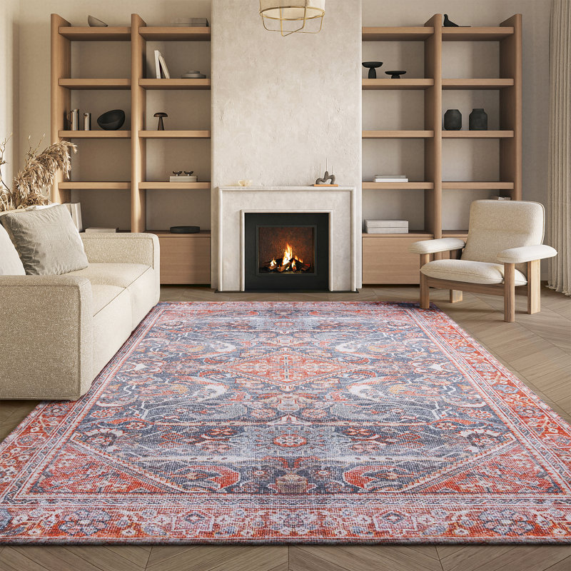Abdussamad Oriental Gray/Rust Area Rug, Rectangle 8' x 10'