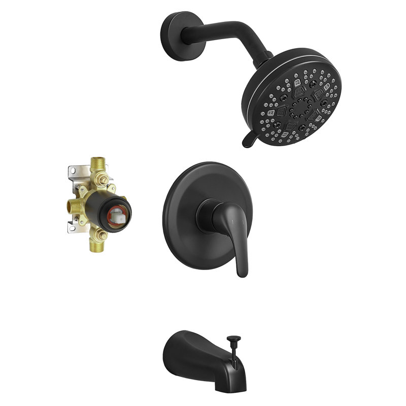 Single Handle 8-Spray Tub And Shower Faucet Bathtub Faucet 1.8 GPM In Spot Defense Matte Black (Valve Included)