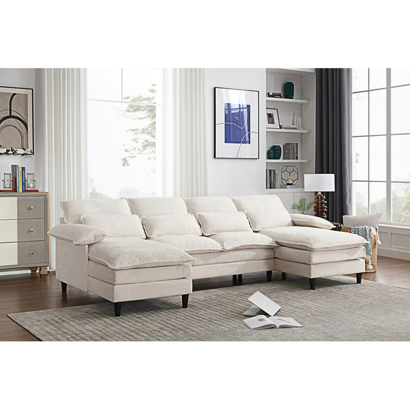Canapé modulaire en U modulaire pour un confort suprême et une vie élégante, Polyester beige