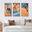 «Blue and Orange Luxury Abstract Fluid Art I», ensemble d'art mural moderne sur toile encadrée-1693978681-1693978683