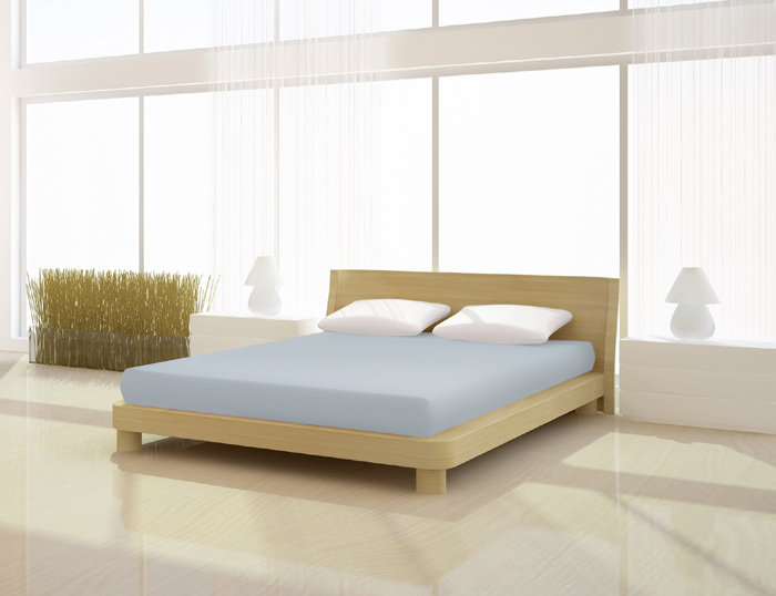Bernardo Cotton Blend Fitted Sheet, 180 - 200cm x 200 - 220cm, Grey/Brown/Blue