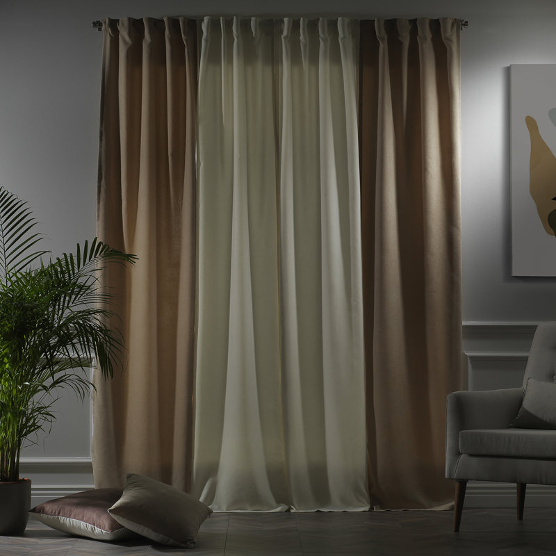 Decorative Window Curtain Each Panel 27'' Wide, 27" W x 95" L, Cream/Beige