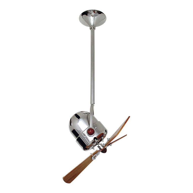 16" Bianca Direcional 3 Blade Ceiling Fan, Polished Chrome, 10" Downrod, Light Brown