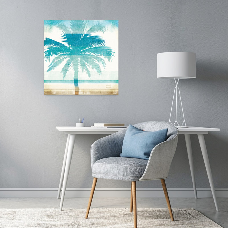 «Beachscape Palms II», palmier abstrait, art côtier, H 24 po x l 24 po