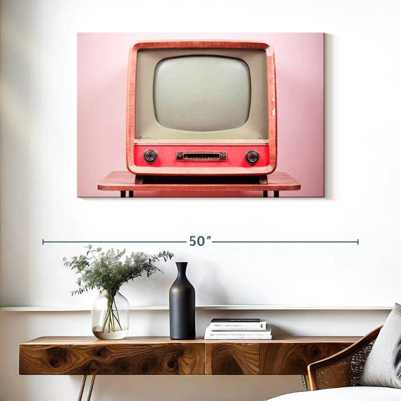 Téléviseur rose rétro Kerner, H 26 po x l 39 po