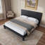 Lit plateforme avec support en lattes de bois et pieds robustes-330327221-330327218