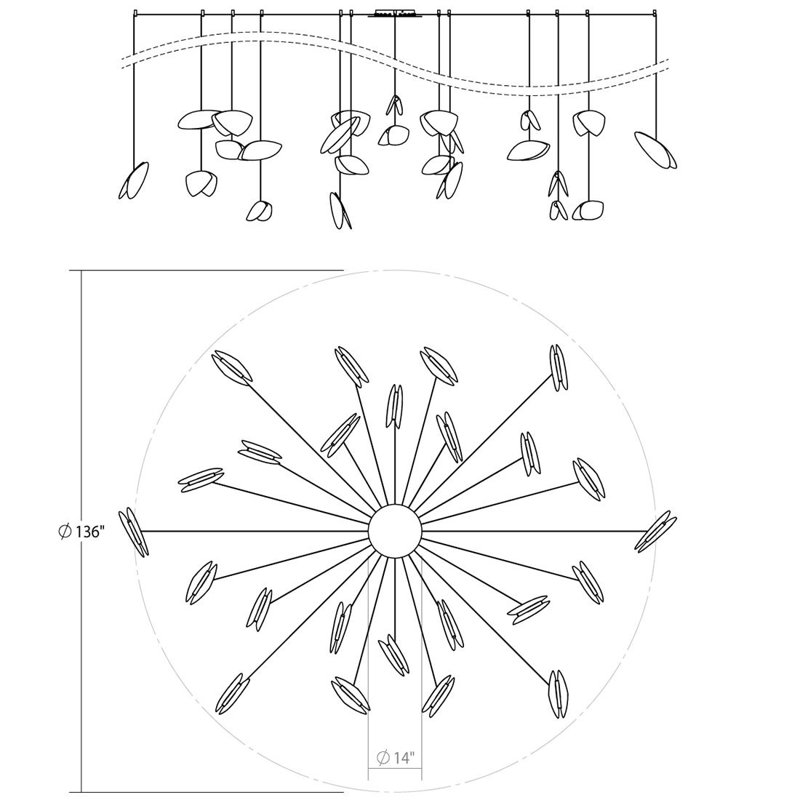 Papillons™ 9 - Light LED Pendant, Satin Black, 24