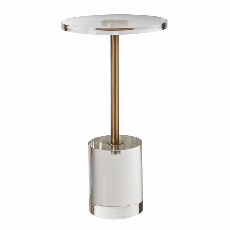 Table de bout en acrylique transparent, table d'appoint en acrylique avec base solide, plateau de table rond 11,9 x 11,9 po, hauteur 21,4 po, pour le café, les boissons, la nourriture, les collations utilisées dans le salon, la chambre à coucher et le bureau