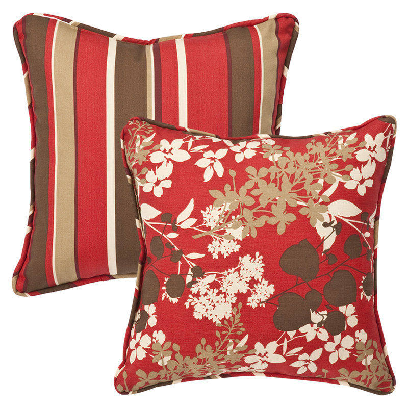 Outdoor Reversible Throw Pillow, Montifleuri Sangria