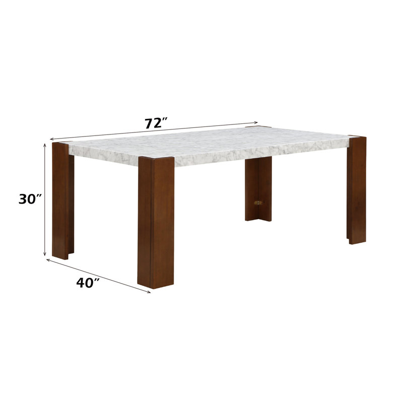 Neutral Color Engineered Stone Dining Table With Support Walnut Chairs