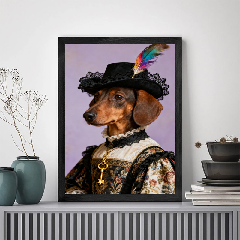 Art encadré noir rétro, un chien élégant et digne, impressions de style rétro, H 25 po x l 17 po