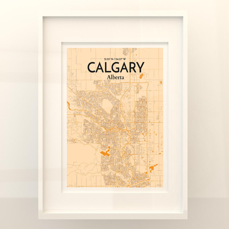 «Calgary City Map», impression rétro, H 24 po x l 18 po