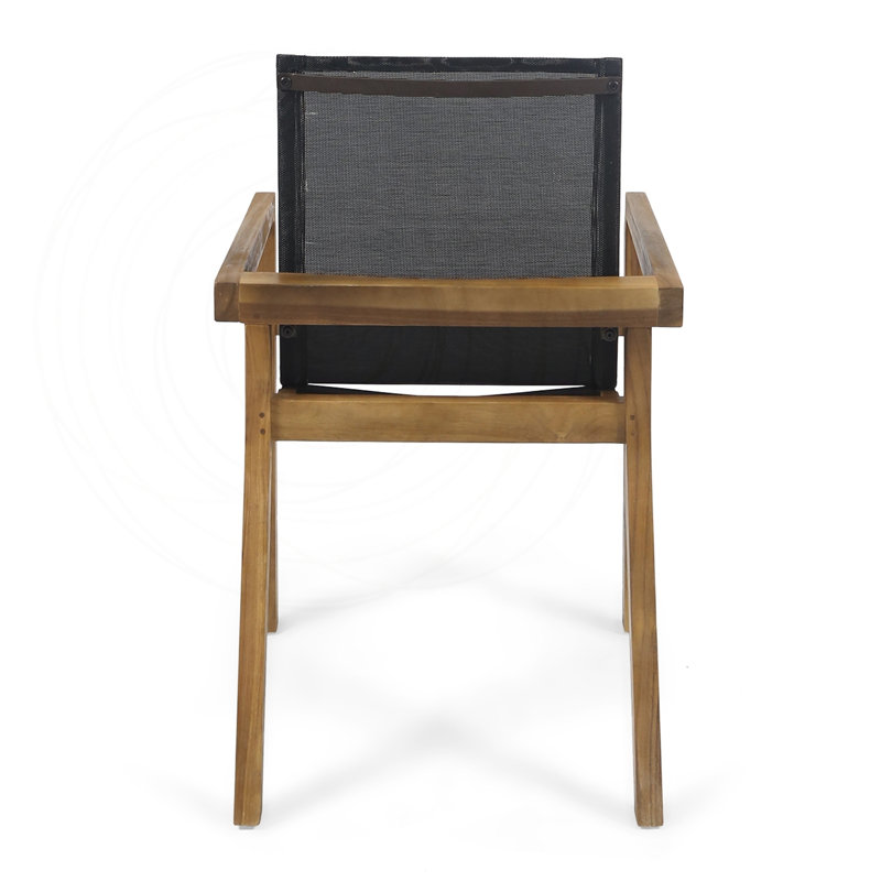 Ensemble de 2 chaises de salle à manger modernes en filet et bois d'acacia, Teak