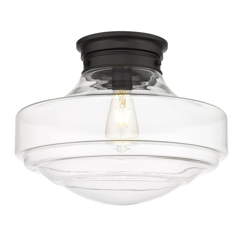 Ilona Glass Flush Mount, Clear Glass, Matte Black