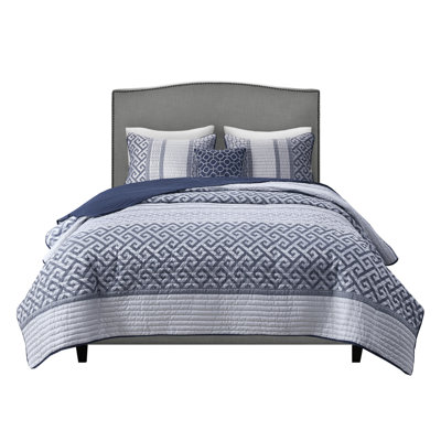 Elegant Navy Jacquard Bedding Sets, Polyester, Traditional Design For Home