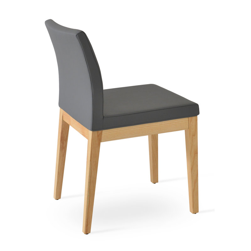 ARIA en cuir rembourré chaise, PPM Leatherette - Gris, Naturel