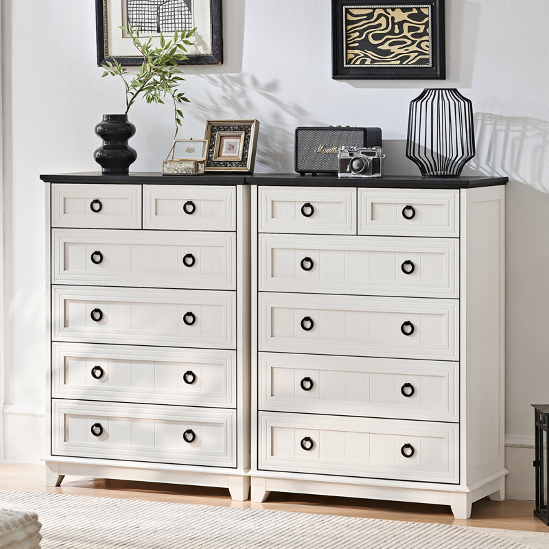 Farmhouse 6 Drawer Dresser For Bedroom, 41" Tall Small Dressers & Chest Of Drawers, Rustic Wood Dresser With Metal Handle, Storage Organizer Closet For Living Room, Hallway, Entryway
