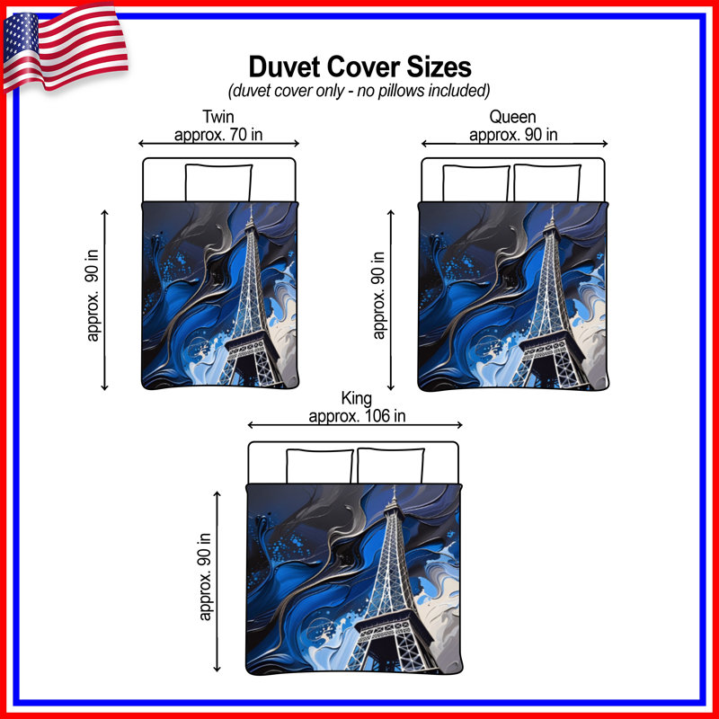 Housse de couette Tour Eiffel Bedding Architecture Modern, Grand lit
