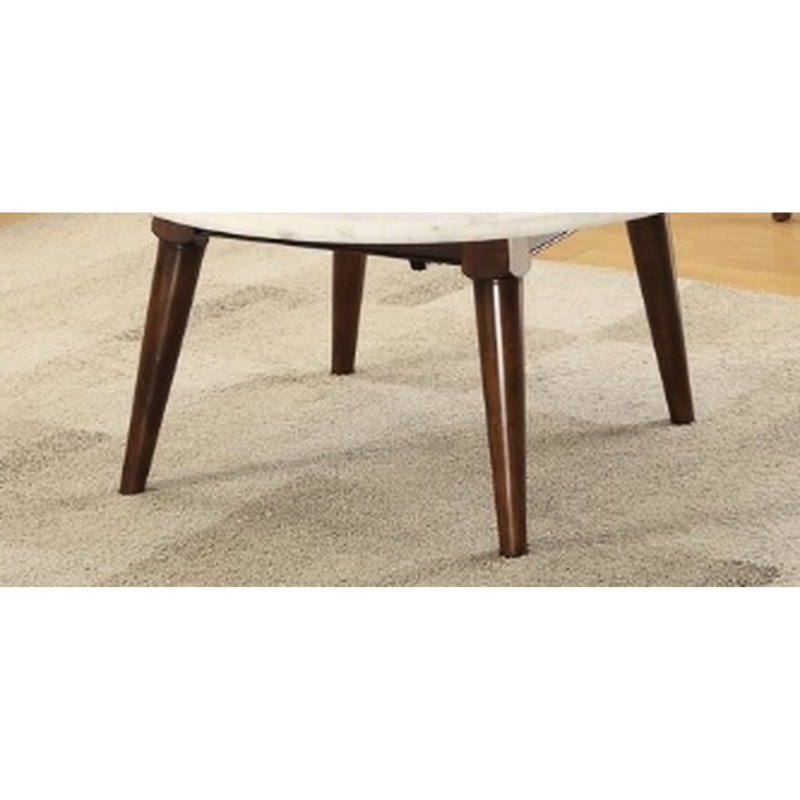 Gorgeous White Marble Coffee Table With Walnut Finish Base Stunning And Embellished Design