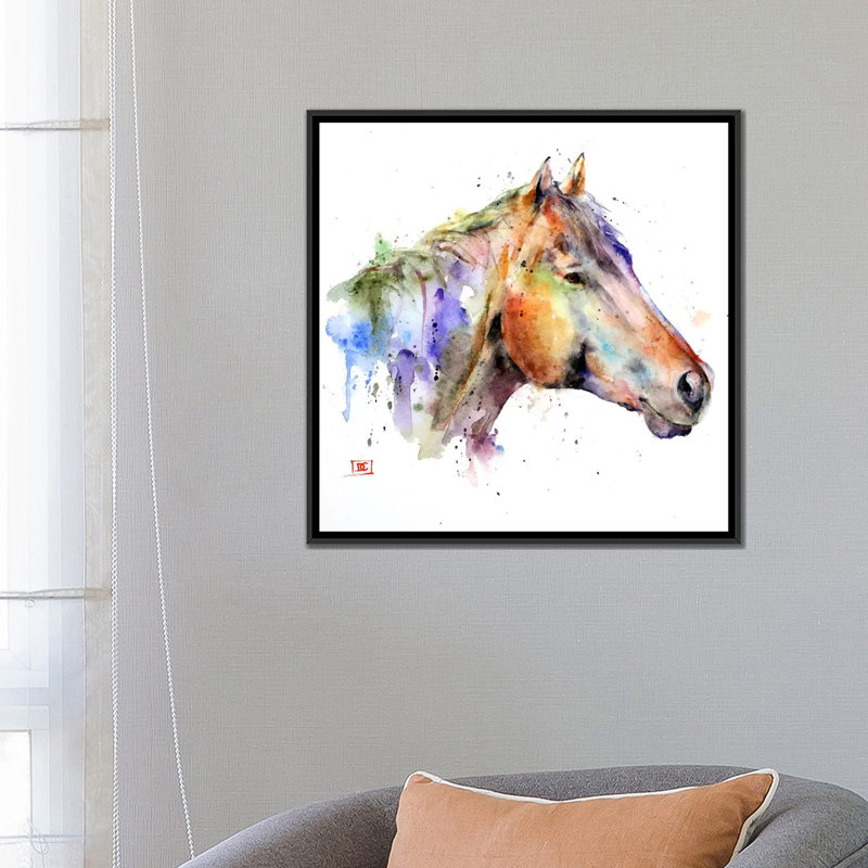 «Horse Abstract», peinture sur toile tendue, H 18 po x l 18 po x P 1,5 po, Pas de tapis, Toile avec cadre noir