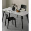 Chaise de salle à manger moderne et simple en bois massif noir avec dossier en chêne blanc
