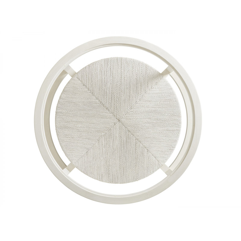 Transitional Shell White Round Cocktail Table with Glass & Wood Accents