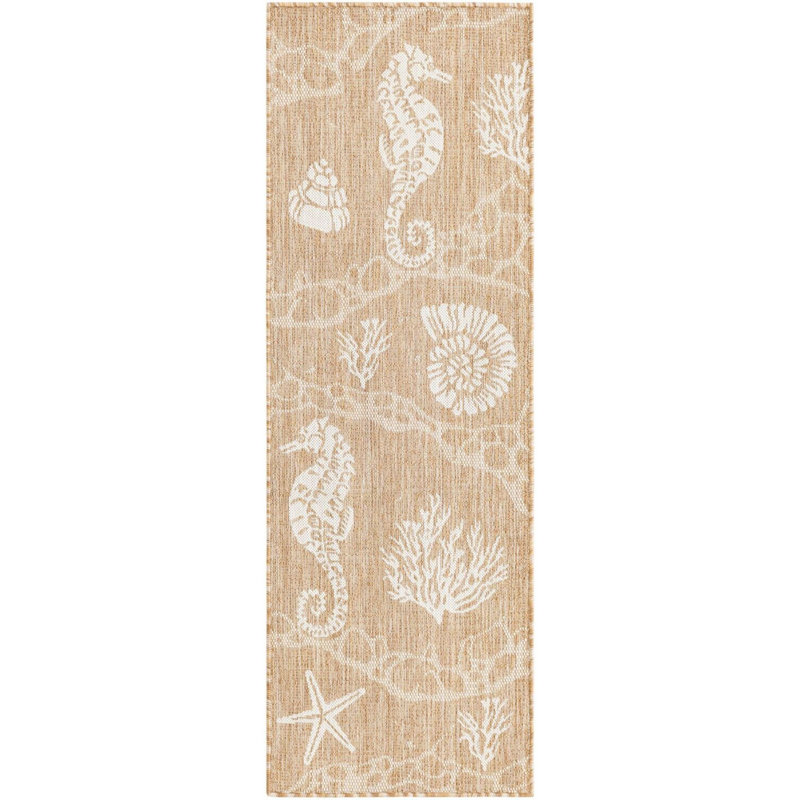 Tapis contemporain Aycan couleur taupe, Tapis de couloir 2 pi x 6 pi 1 po