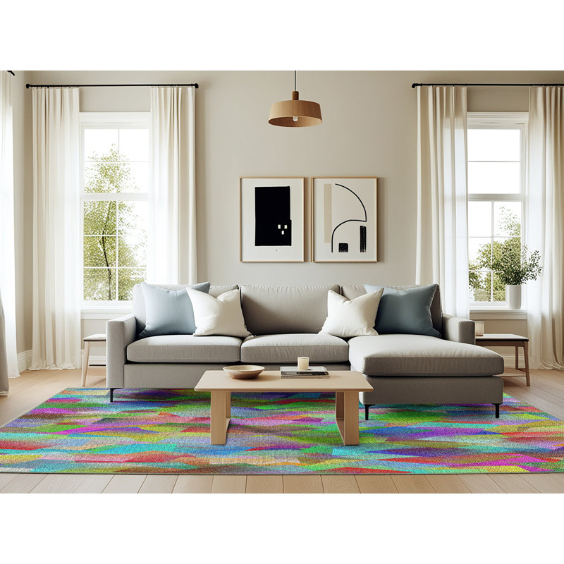 Tapis motif rose/vert/bleu, Rectangle 6 pi x 9 pi