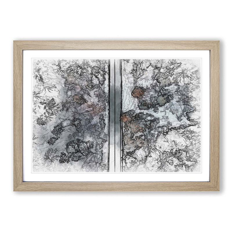 Dividing the Forest in Abstract - Picture Frame Graphic Art Print, Oak Framed, 27cm H x 36cm W x 2cm D