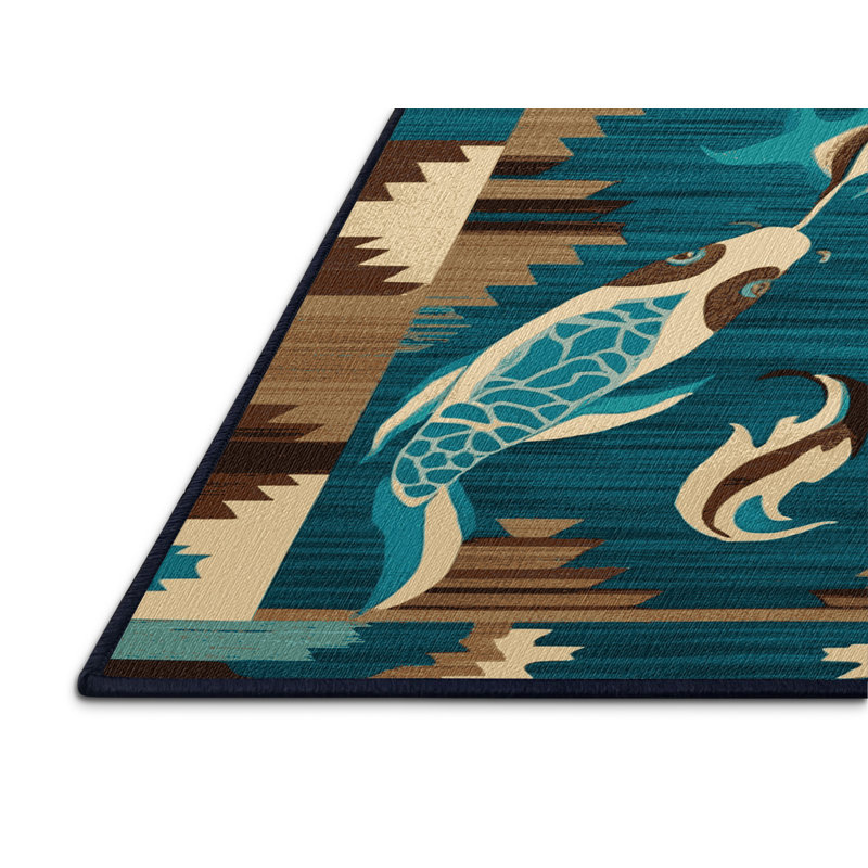 Tapis lavable Koi Fish Southwestern, Tapis de couloir 2 pi x 4 pi