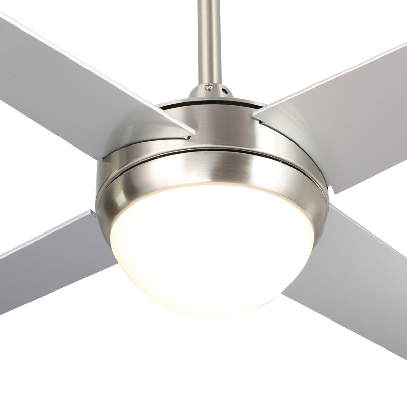 52-Inch Smart Ceiling Fan With LED Light Kit & Wall Control, Works With Alexa/Google Home/Siri, Indoor, Silver, 52" Wide