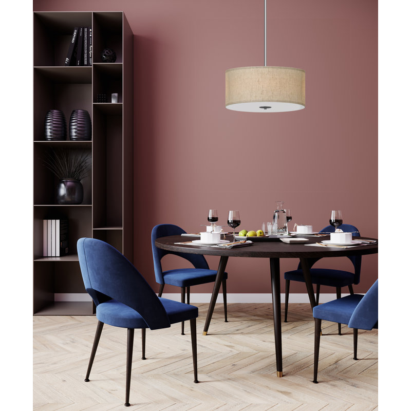  V2433 Dunlevy 3-Light Pendant or Semi-Flush Chandelier with Frosted Glass, Brushed Nickel
