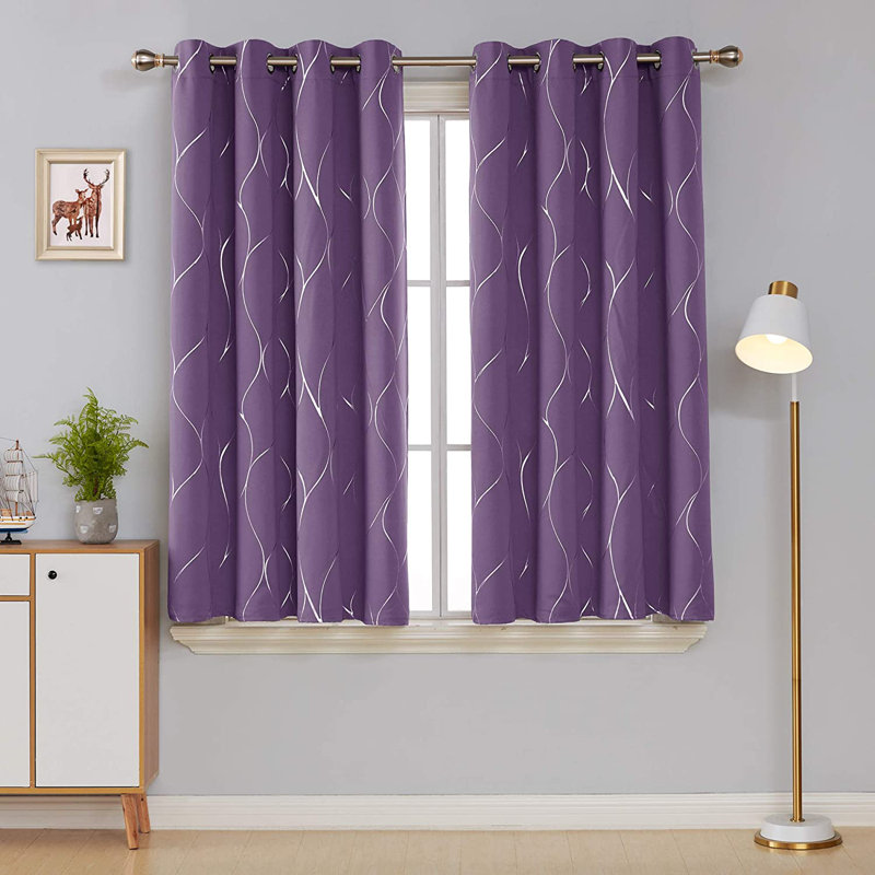 Kellda Thermal Room Darkening Polyester Curtain Panels, 52" W x 54" L, Light Gray
