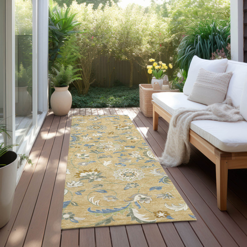 Machine Washable Indoor/Outdoor Chayden ACN1006 Wheat 2'3" x 7'6" Runner Rug, Runner 2'3" x 7'6"