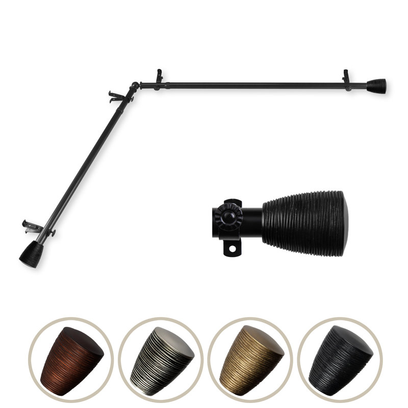 Tringle à rideaux réglable simple Deonda, 28" - 48", Noir