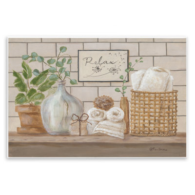 Uplifting Bathroom Spa Relax Scene Wall Plaque Art by Pam Britton