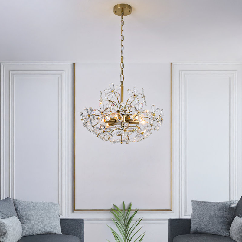 Lustre empire en cristal 6 lumières Kuol, Doré