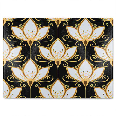 Floral Pattern Glass Chopping Board