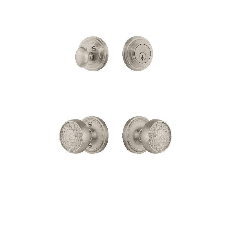 Nostalgic Warehouse Classic Rosette Entry Set with Craftsman Knob, Satin Nickel, 2.375