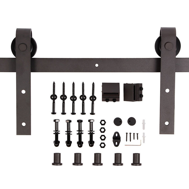 Porte de grange coulissante double en bois massif avec trousse de quincaillerie brevetée S Series - assemblage requis