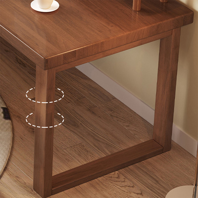 Bureau en bois massif avec bibliothèque, H 29,53 po x l 62,99 po x P 23,62 po, Brun