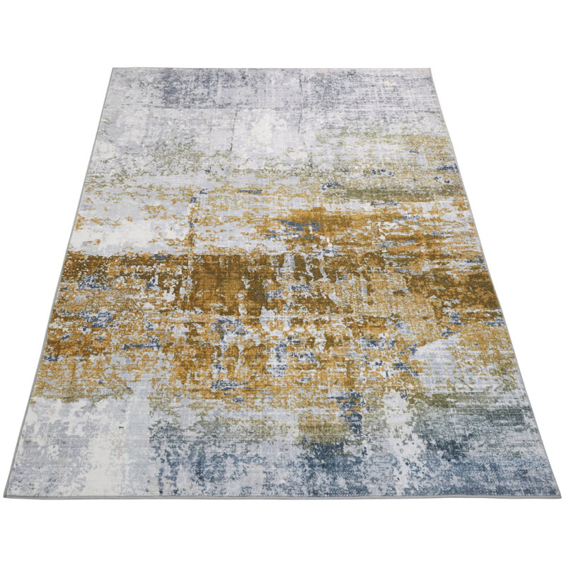 Modern Rug, Anti Slip Rug For Bedroom, & Living Room, Abstract Rug, 9Mm Thick Ivory Modern Rug, Rectangle 120 x 180cm