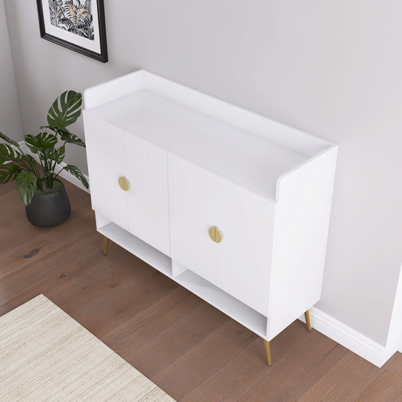 Armoire à chaussures 47 po avec tablettes réglables, Blanc