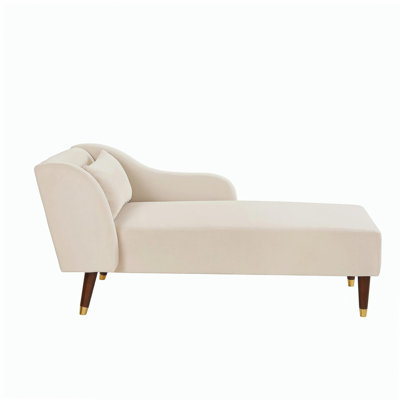 Modern Chaise Lounge Chair Velvet Upholstery (Orange)