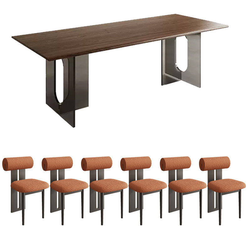 2 6 - Person Solid Wood Top Double Pedestal Dining Set, 29.53"H x 86.61"L x 35.43"W