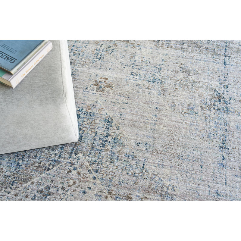 Vintage Looms Beige/Blue Polyester powerloom Area Rug, Rectangle 2' x 3'